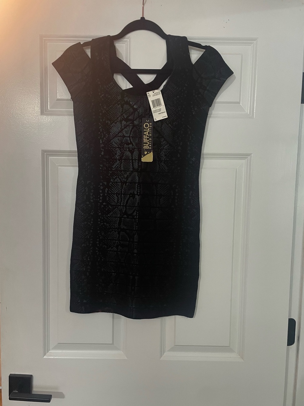 Buffalo David Bitton Black Faux-Snake Sheath Dress
